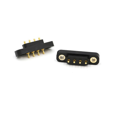 Gold Plating Spring Loaded Connector Customized 4 Pin Pogo Connector 4.0mm Pitch With Nuts