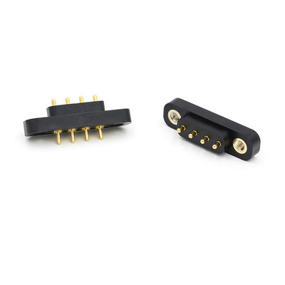 Gold Plating Spring Loaded Connector Customized 4 Pin Pogo Connector 4.0mm Pitch With Nuts