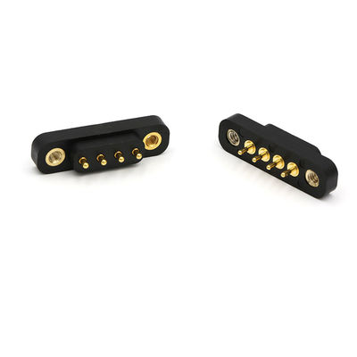 Gold Plating Spring Loaded Connector Customized 4 Pin Pogo Connector 4.0mm Pitch With Nuts