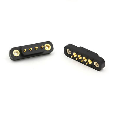 Gold Plating Spring Loaded Connector Customized 4 Pin Pogo Connector 4.0mm Pitch With Nuts
