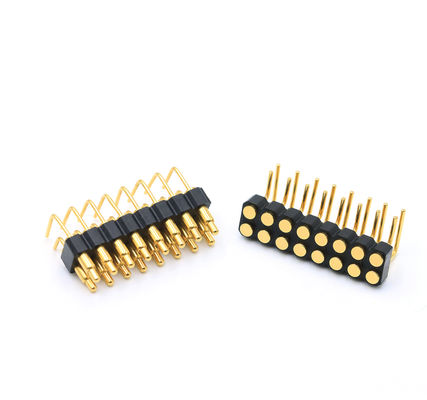 Brass Spring Loaded Connector 2.54mm Pitch Right Angle Pogo Pin Connector 16Pin Male Female