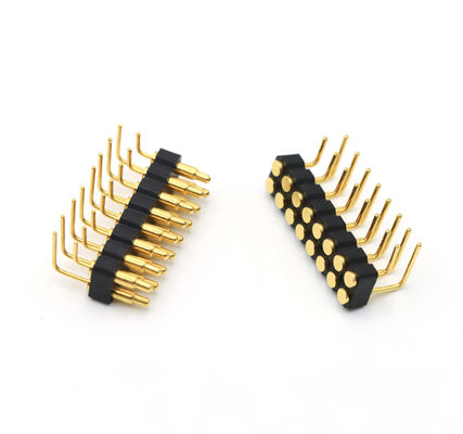 Brass Spring Loaded Connector 2.54mm Pitch Right Angle Pogo Pin Connector 16Pin Male Female